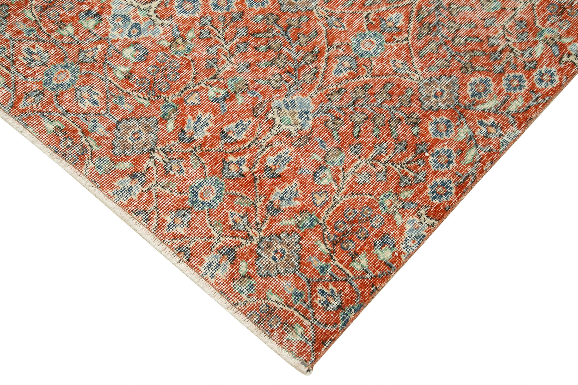 Handmade Area Rug | Overdyed Wool Carpet - Vintage Cotton Rug 4'7"x7'9" Red