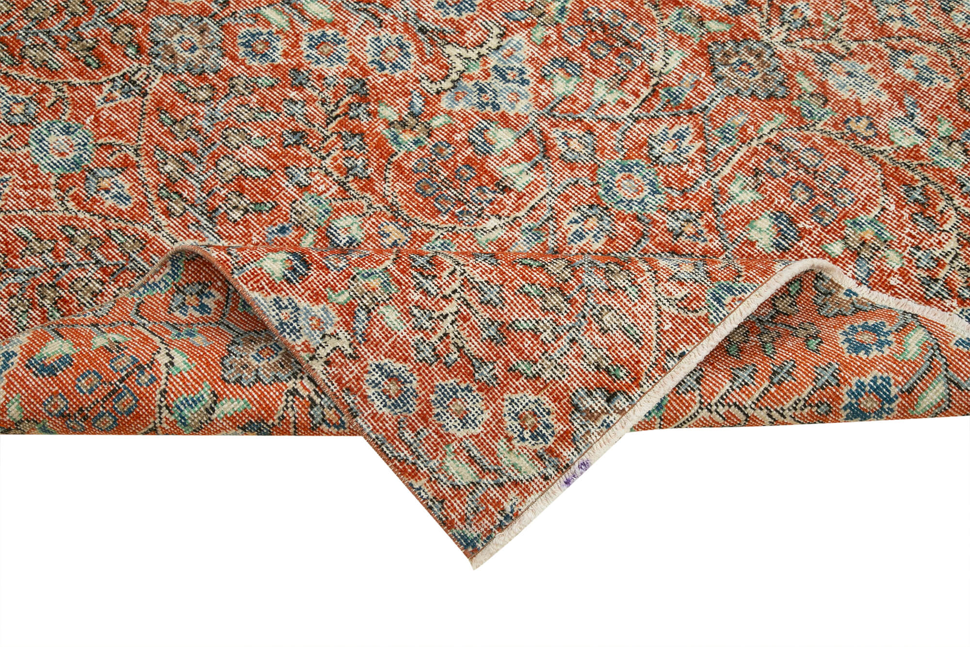 Handmade Area Rug | Overdyed Wool Carpet - Vintage Cotton Rug 4'7"x7'9" Red