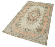 Handmade Area Rug – Overdyed Beige Vintage Cotton Wool Turkish Carpet 3'8''x6'8''