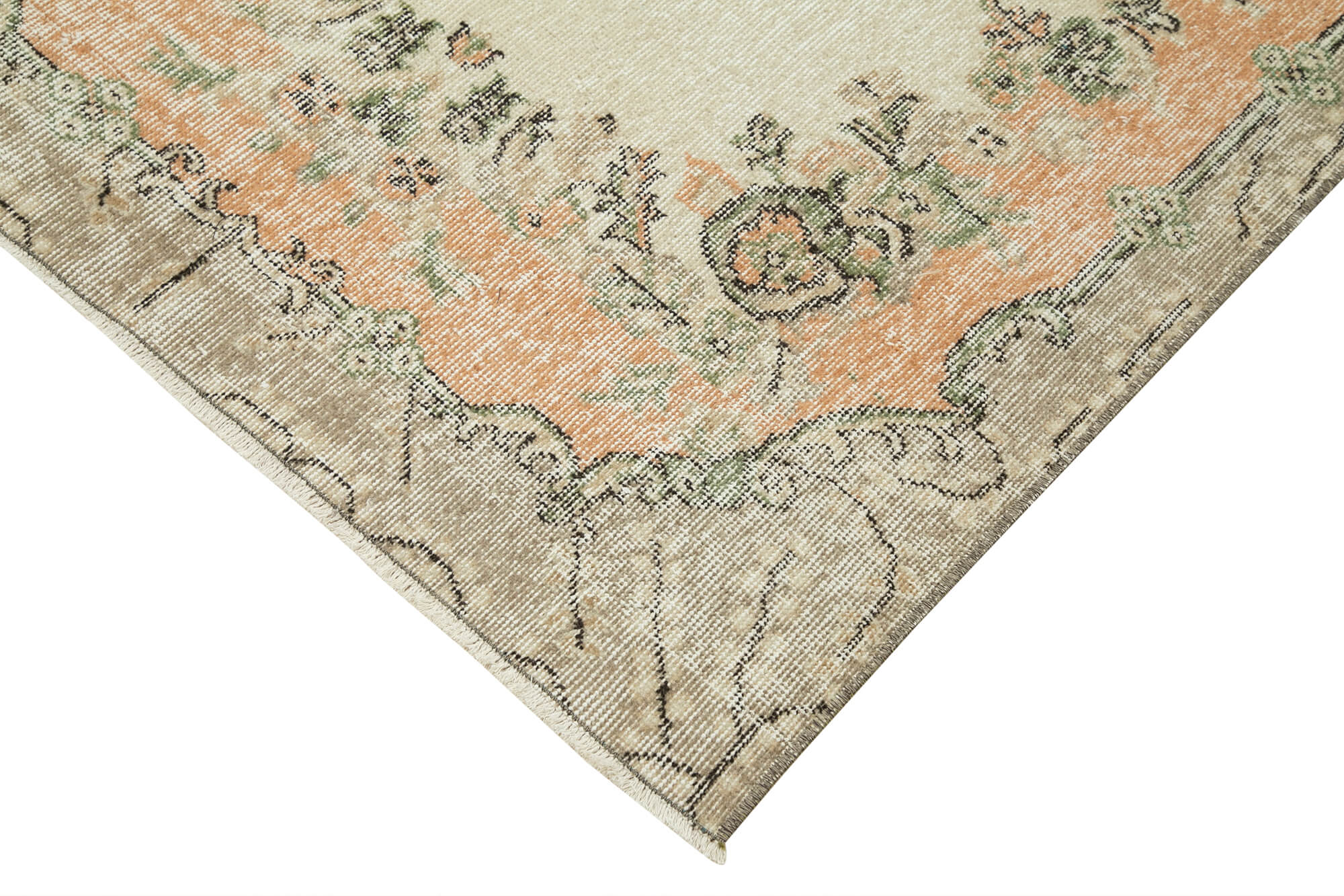 Handmade Area Rug – Overdyed Beige Vintage Cotton Wool Turkish Carpet 3'8''x6'8''