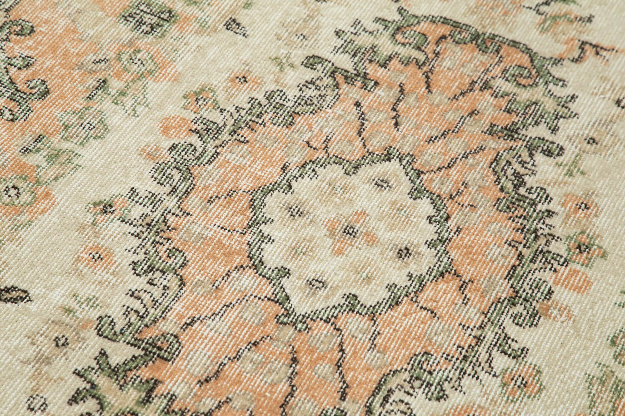 Handmade Area Rug – Overdyed Beige Vintage Cotton Wool Turkish Carpet 3'8''x6'8''