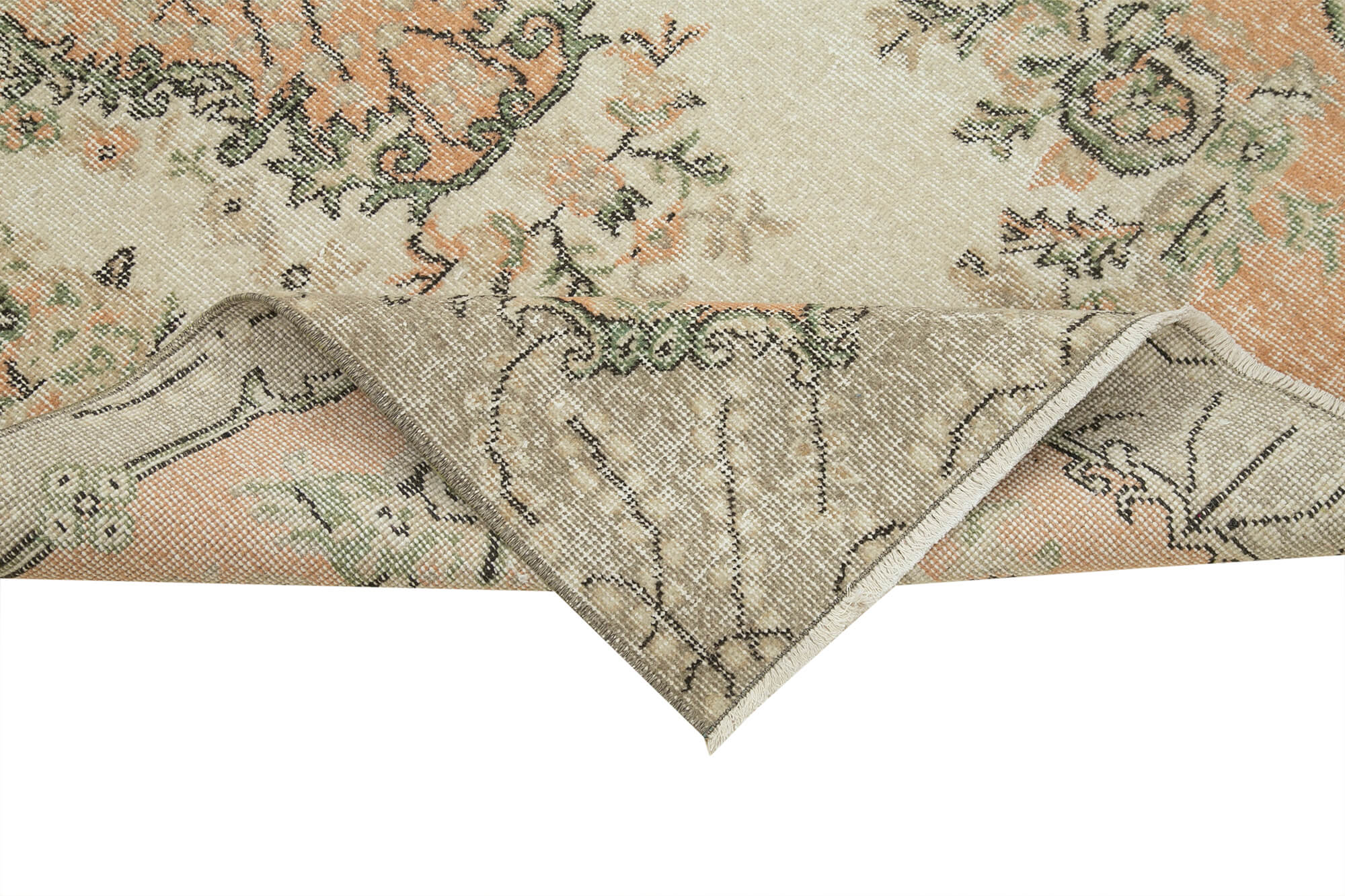 Handmade Area Rug – Overdyed Beige Vintage Cotton Wool Turkish Carpet 3'8''x6'8''