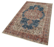Overdyed Vintage Rug - Handmade Area Rug 3'8''x6'10'' Red Wool Cotton Carpet