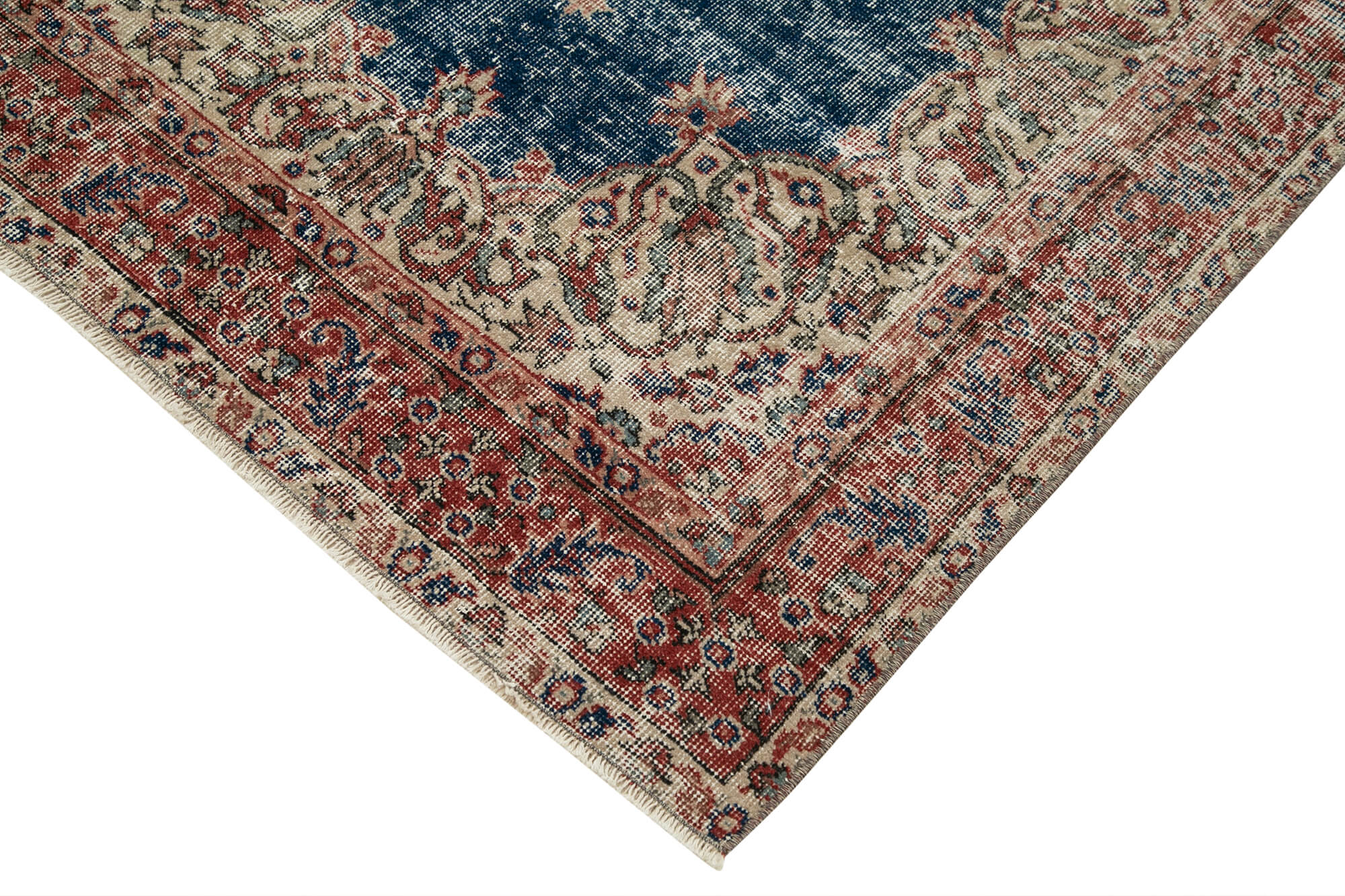 Overdyed Vintage Rug - Handmade Area Rug 3'8''x6'10'' Red Wool Cotton Carpet