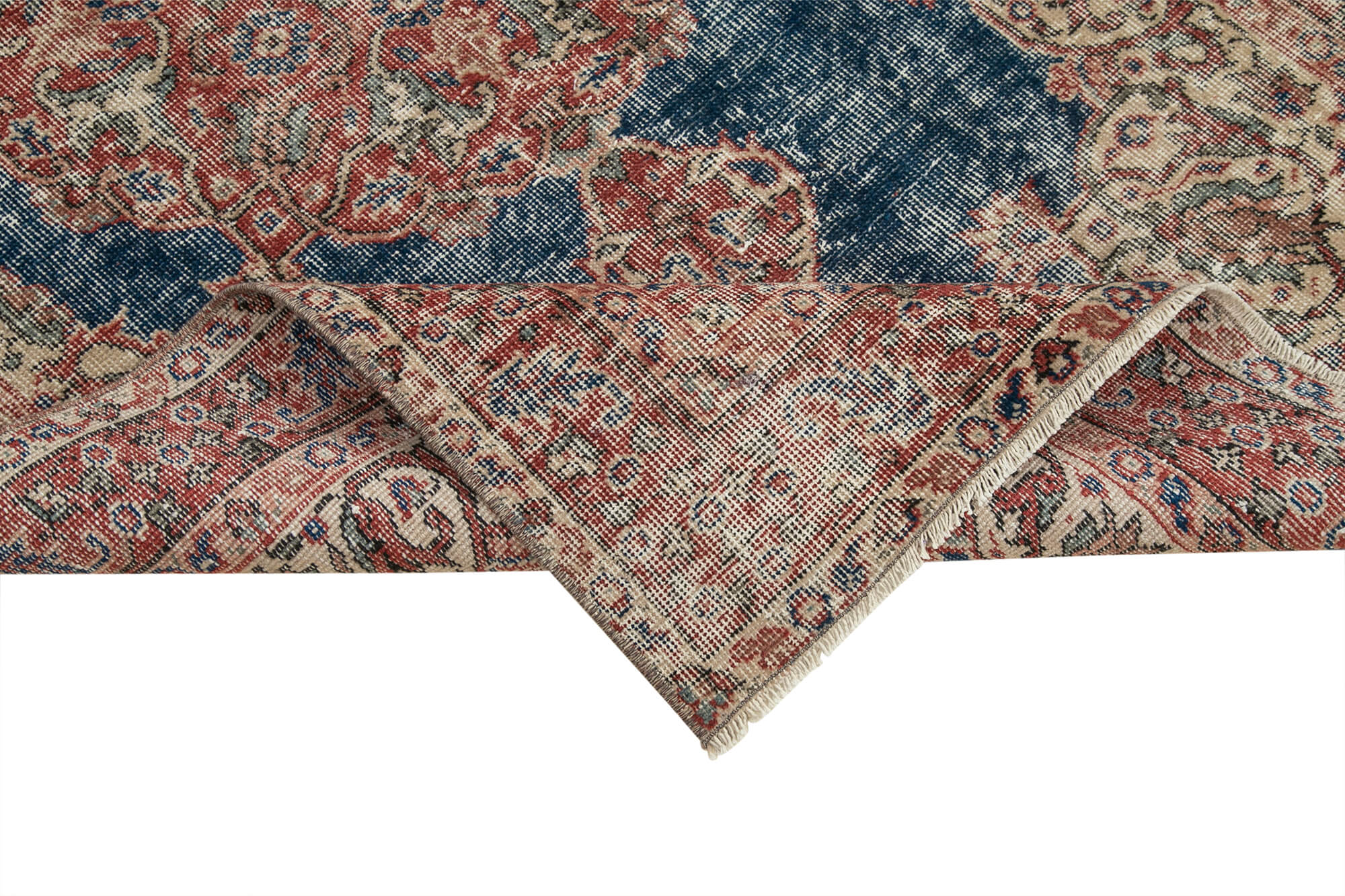 Overdyed Vintage Rug - Handmade Area Rug 3'8''x6'10'' Red Wool Cotton Carpet