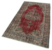 Vintage Handmade Area Rug – Red Overdyed Turkish Wool Cotton Carpet 3'8''x6'8''