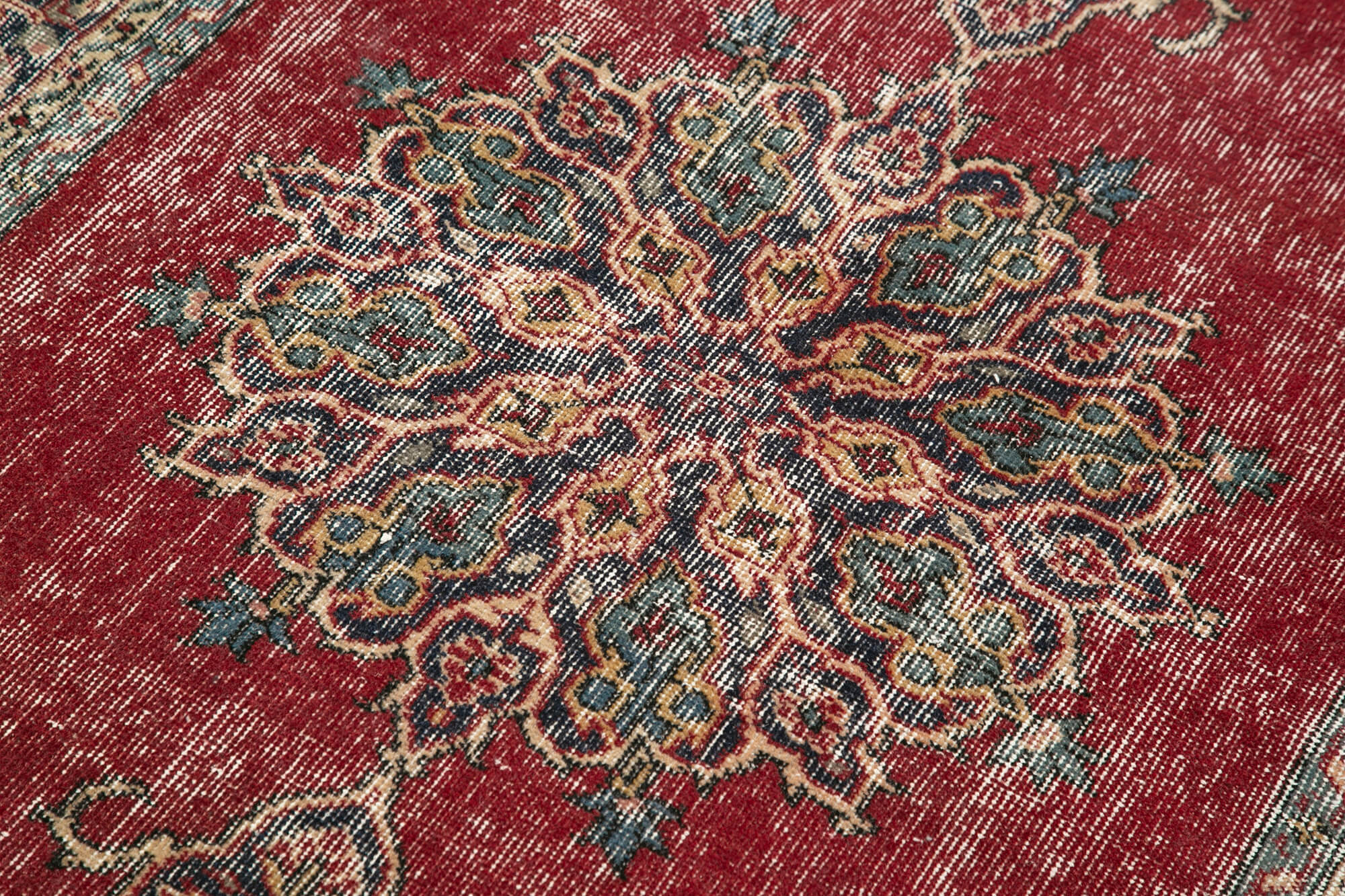 Vintage Handmade Area Rug – Red Overdyed Turkish Wool Cotton Carpet 3'8''x6'8''