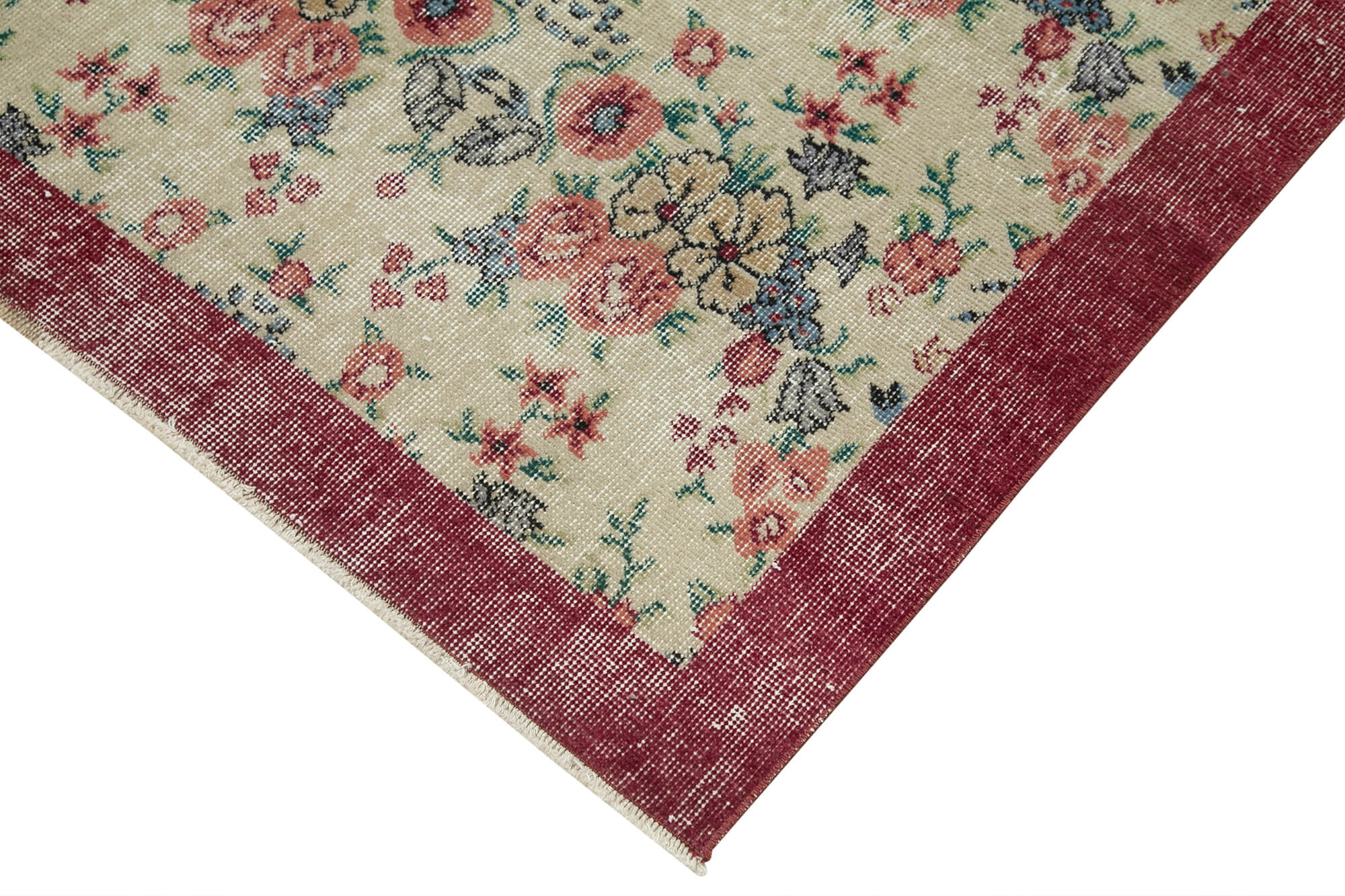 Handmade Area Rug – Overdyed Beige Turkish Vintage Wool Carpet 3'3''x6'7''