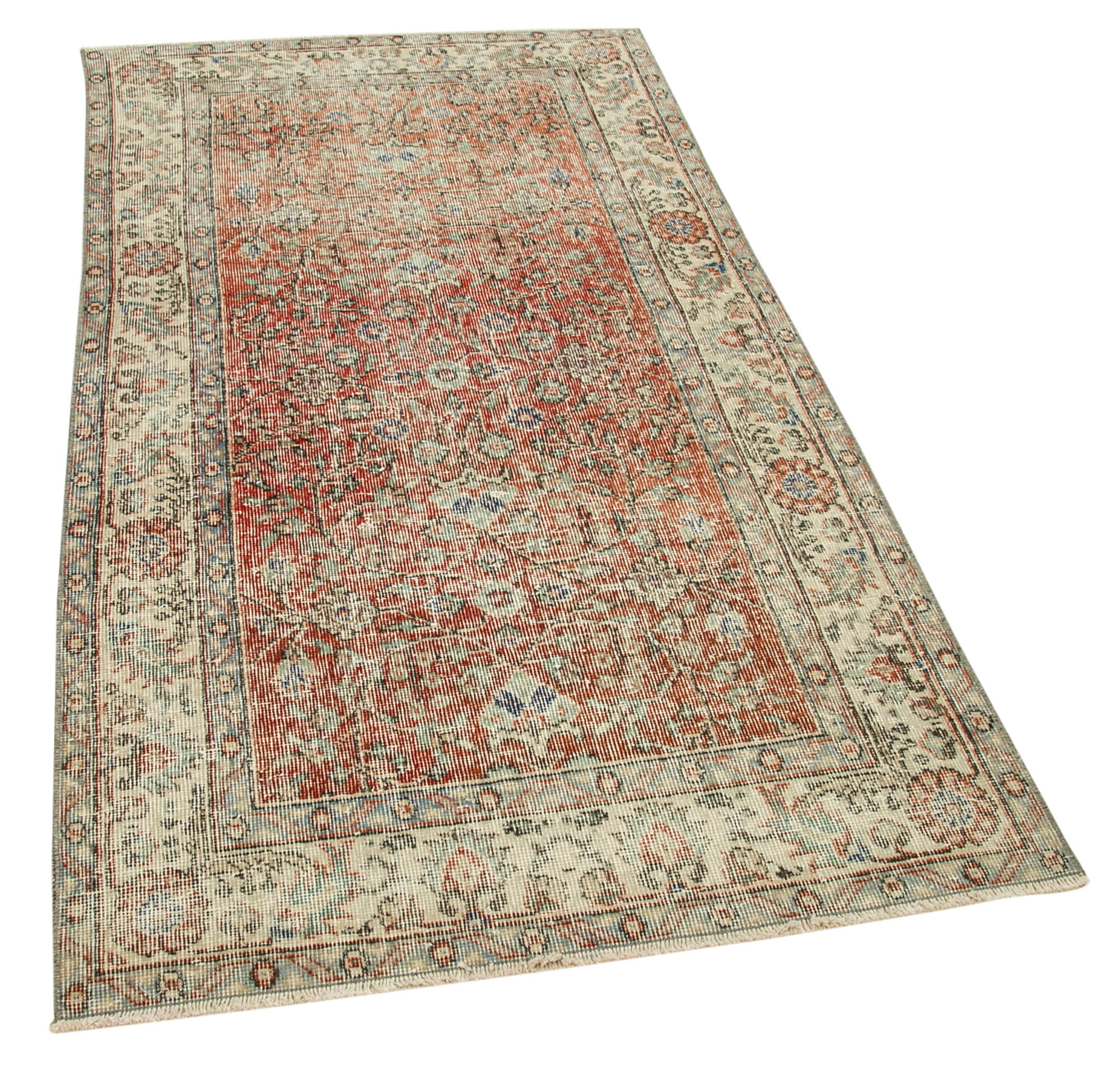 Handmade Vintage Area Rug - Overdyed Wool Rug, Turkish Hand Knotted, 3'6'' x 6'7''