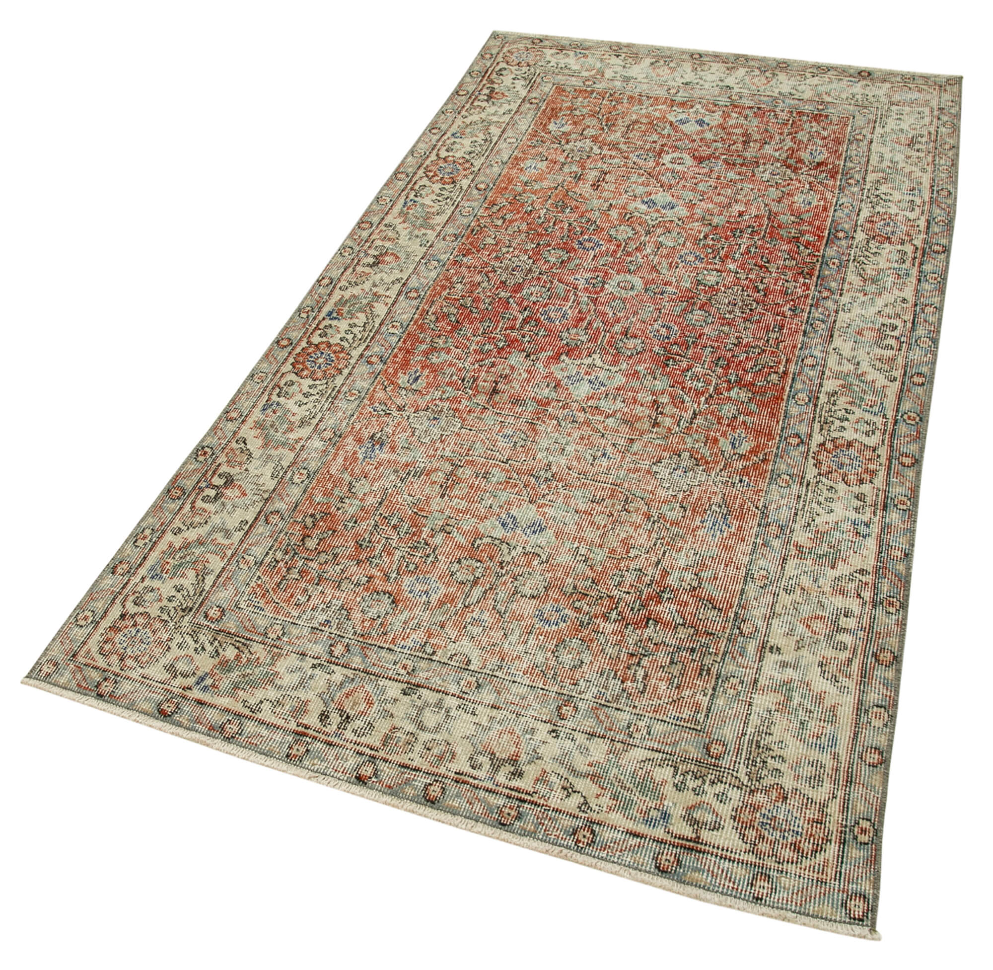Handmade Vintage Area Rug - Overdyed Wool Rug, Turkish Hand Knotted, 3'6'' x 6'7''