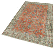 Handmade Vintage Area Rug – Overdyed Orange Cotton Wool Carpet 3'11''x6'6''