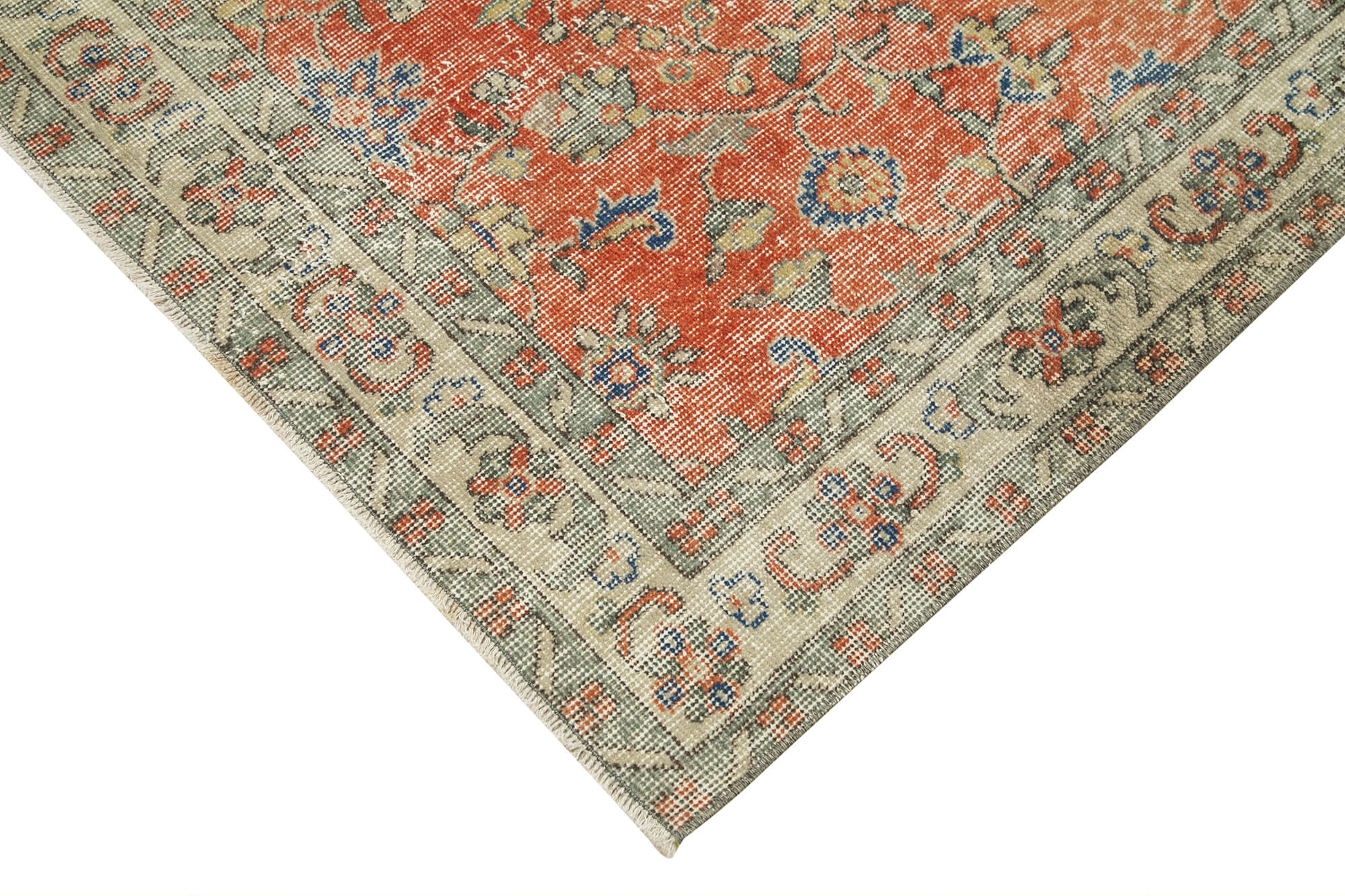 Handmade Vintage Area Rug – Overdyed Orange Cotton Wool Carpet 3'11''x6'6''