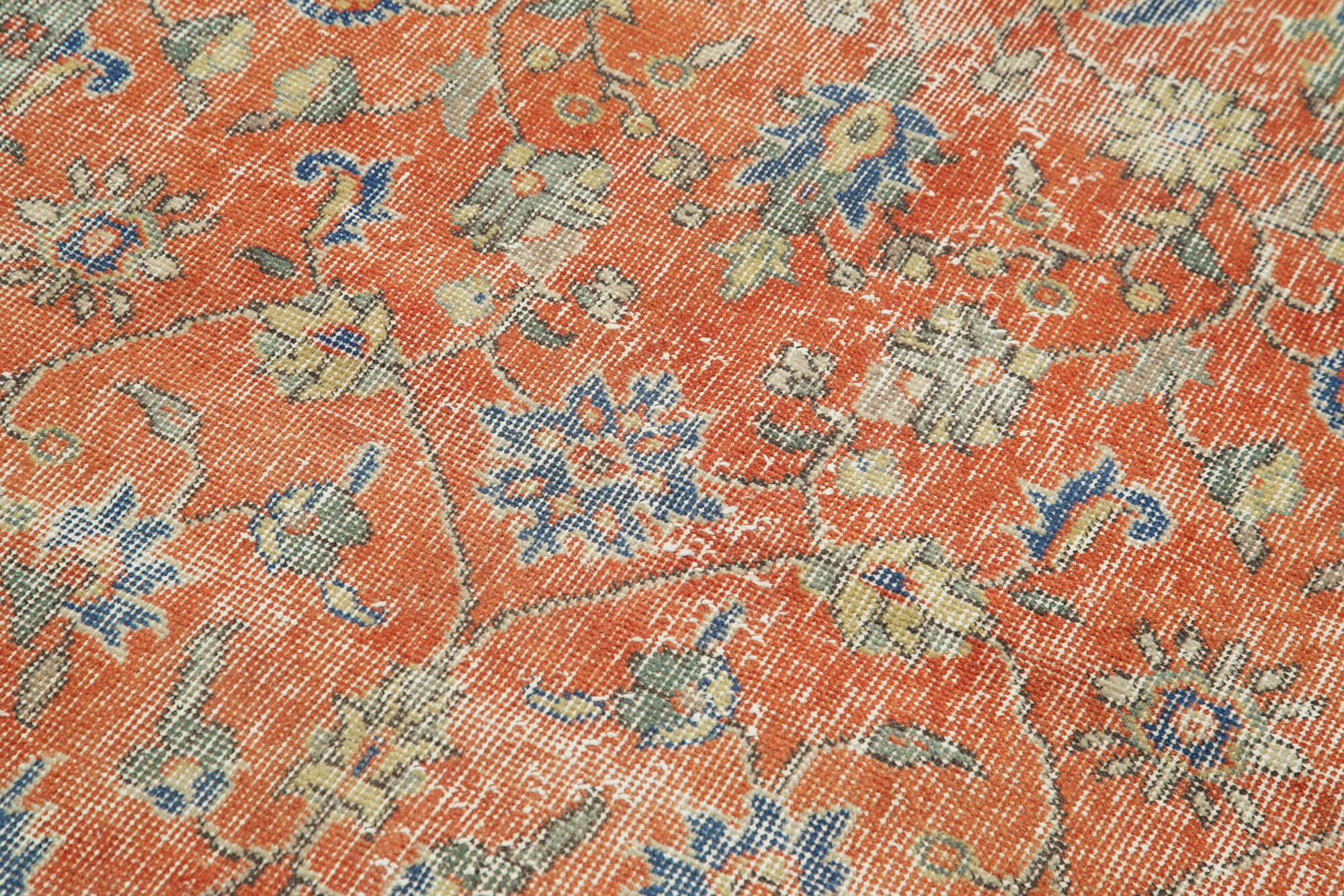 Handmade Vintage Area Rug – Overdyed Orange Cotton Wool Carpet 3'11''x6'6''