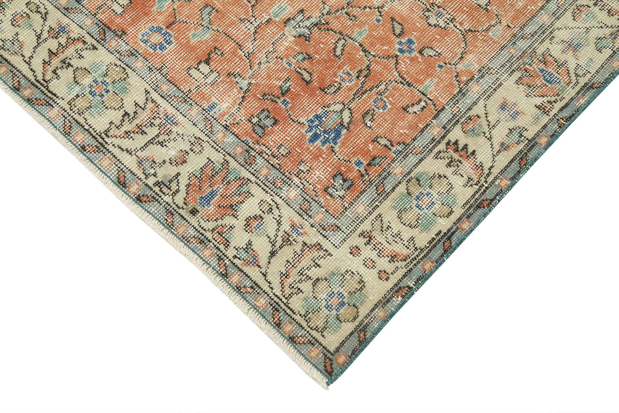 Vintage Wool Area Rug - Handmade Cotton Rug Overdyed Red Carpet 3'10''x7'0''