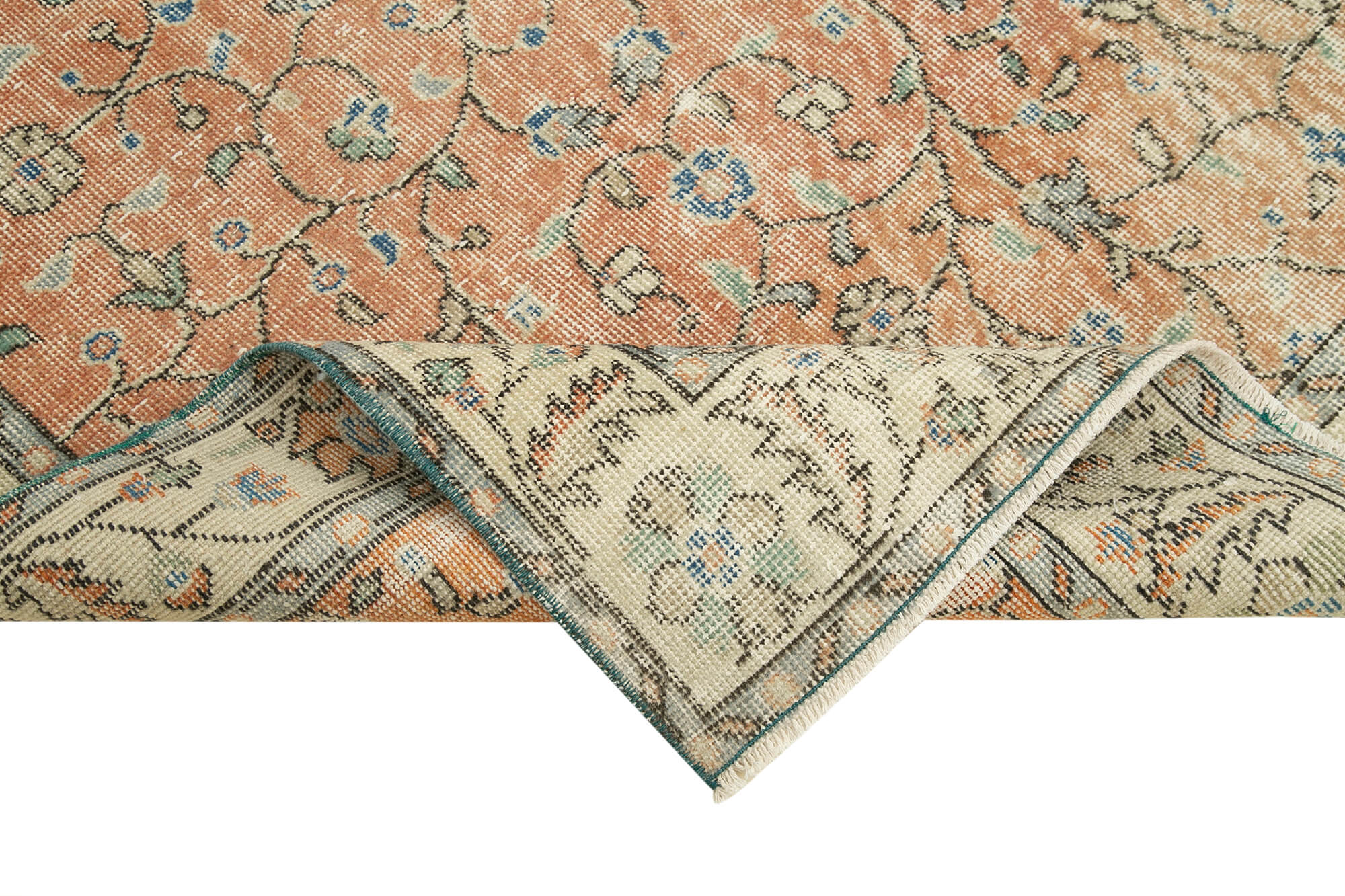 Vintage Wool Area Rug - Handmade Cotton Rug Overdyed Red Carpet 3'10''x7'0''