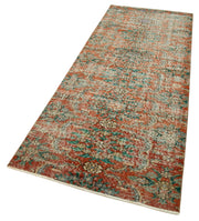 Vintage Area Rug - Handmade Wool Rug Overdyed Red Turkish Hand Knotted 3'2''x8'0''