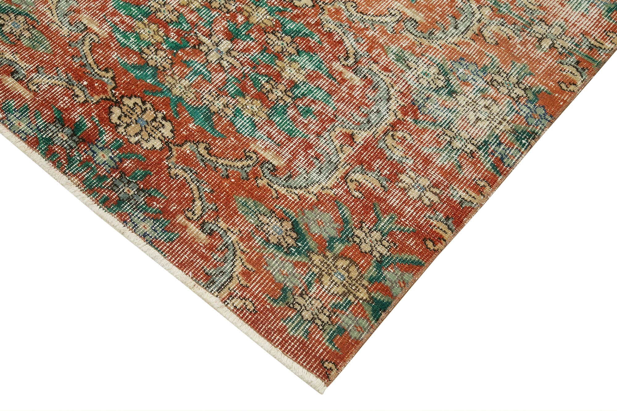 Vintage Area Rug - Handmade Wool Rug Overdyed Red Turkish Hand Knotted 3'2''x8'0''