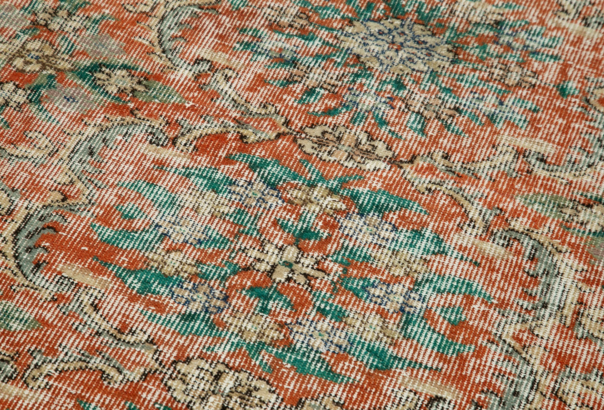 Vintage Area Rug - Handmade Wool Rug Overdyed Red Turkish Hand Knotted 3'2''x8'0''