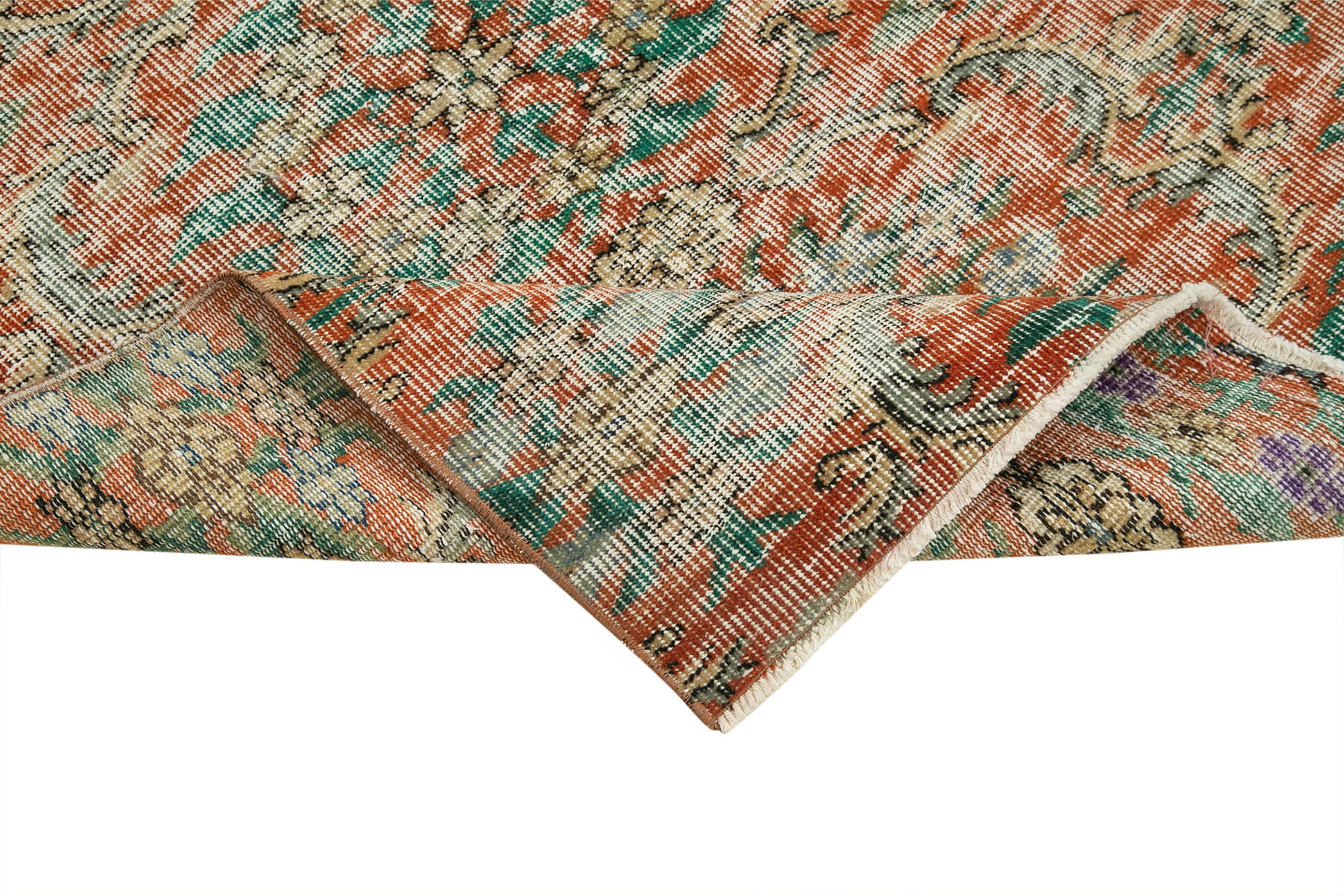 Vintage Area Rug - Handmade Wool Rug Overdyed Red Turkish Hand Knotted 3'2''x8'0''