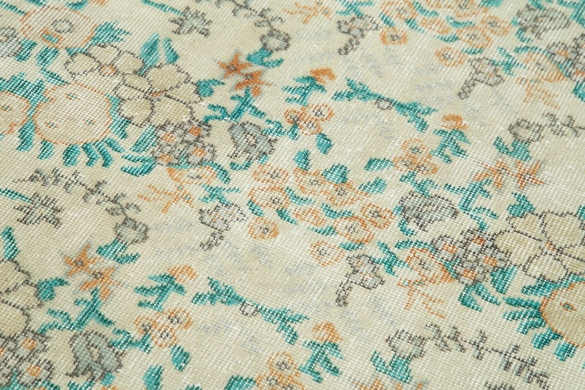 Handmade Vintage Area Rug – Overdyed Green Wool Cotton Carpet 3'9''x6'9''