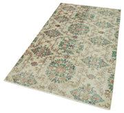 Overdyed Vintage Beige Vintage Cotton Wool Handmade Area Rug 3'7'' x 6'9''