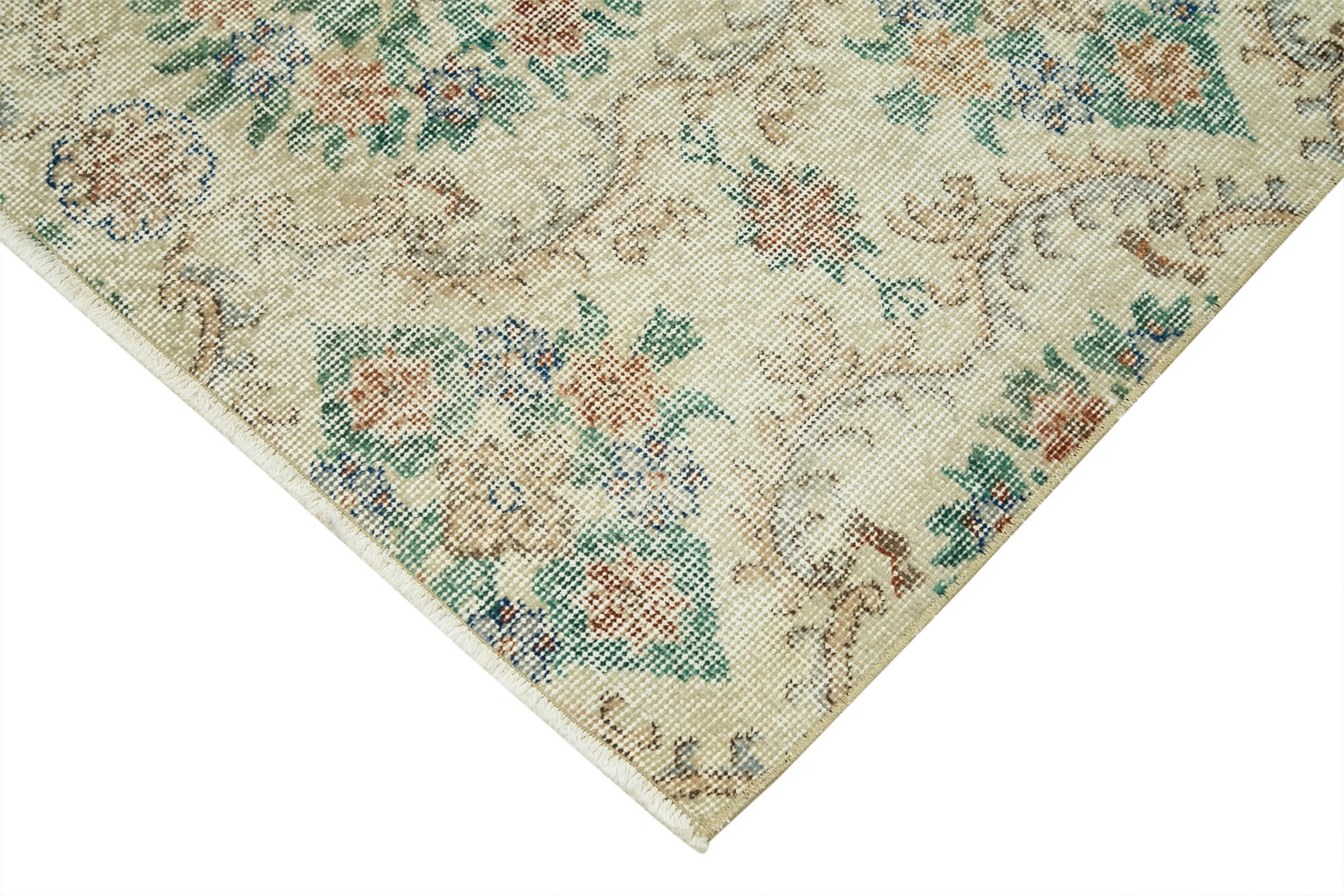 Overdyed Vintage Beige Vintage Cotton Wool Handmade Area Rug 3'7'' x 6'9''