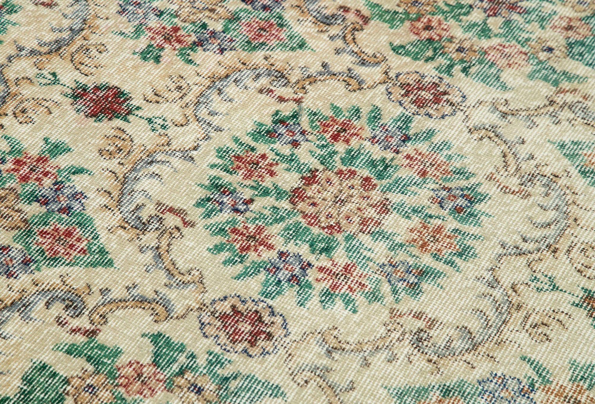 Overdyed Vintage Beige Vintage Cotton Wool Handmade Area Rug 3'7'' x 6'9''