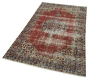 Vintage Area Rug - Handmade Wool Rug Overdyed Red Cotton Wool Carpet 3'9''x6'8''