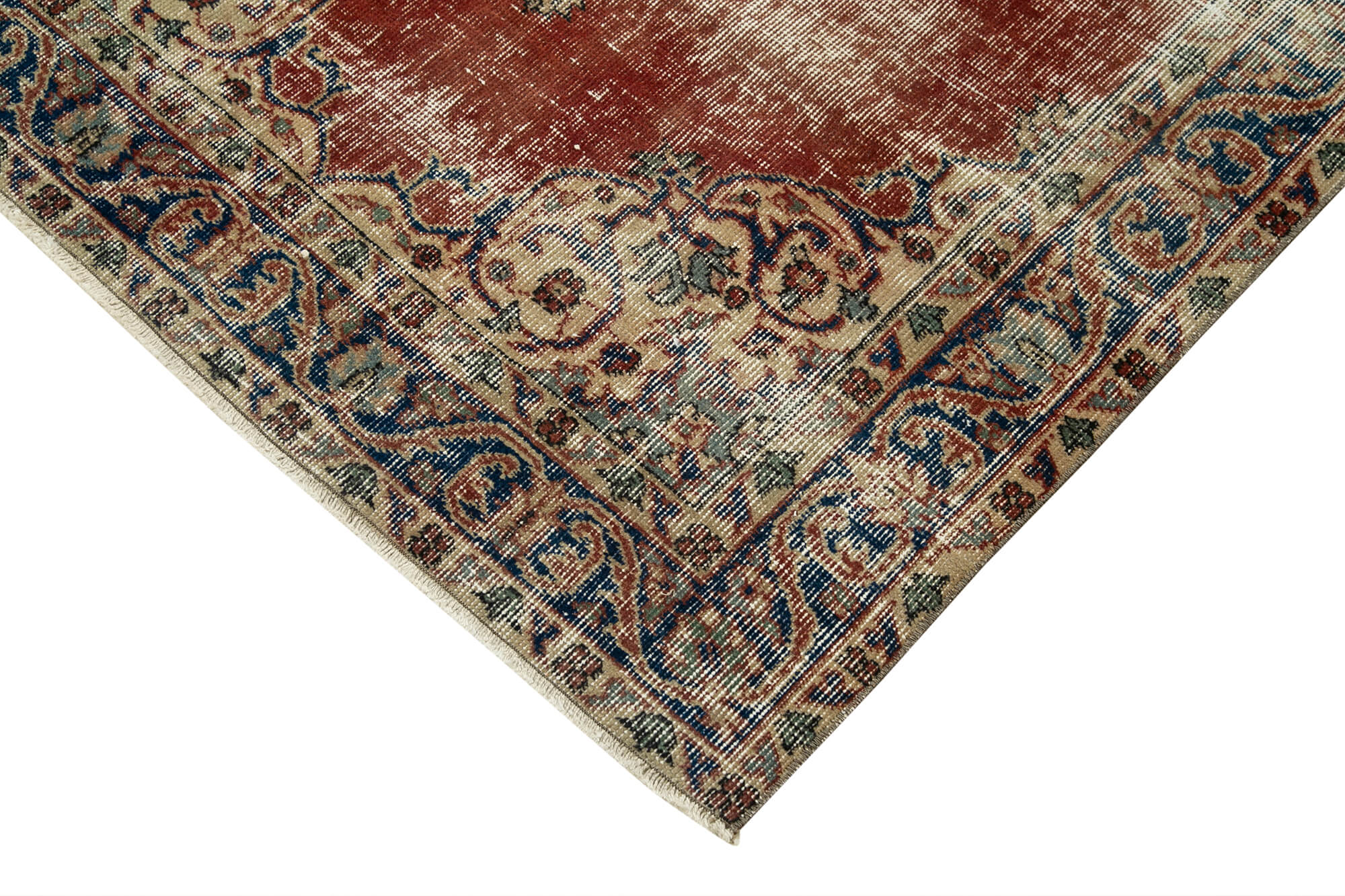 Vintage Area Rug - Handmade Wool Rug Overdyed Red Cotton Wool Carpet 3'9''x6'8''