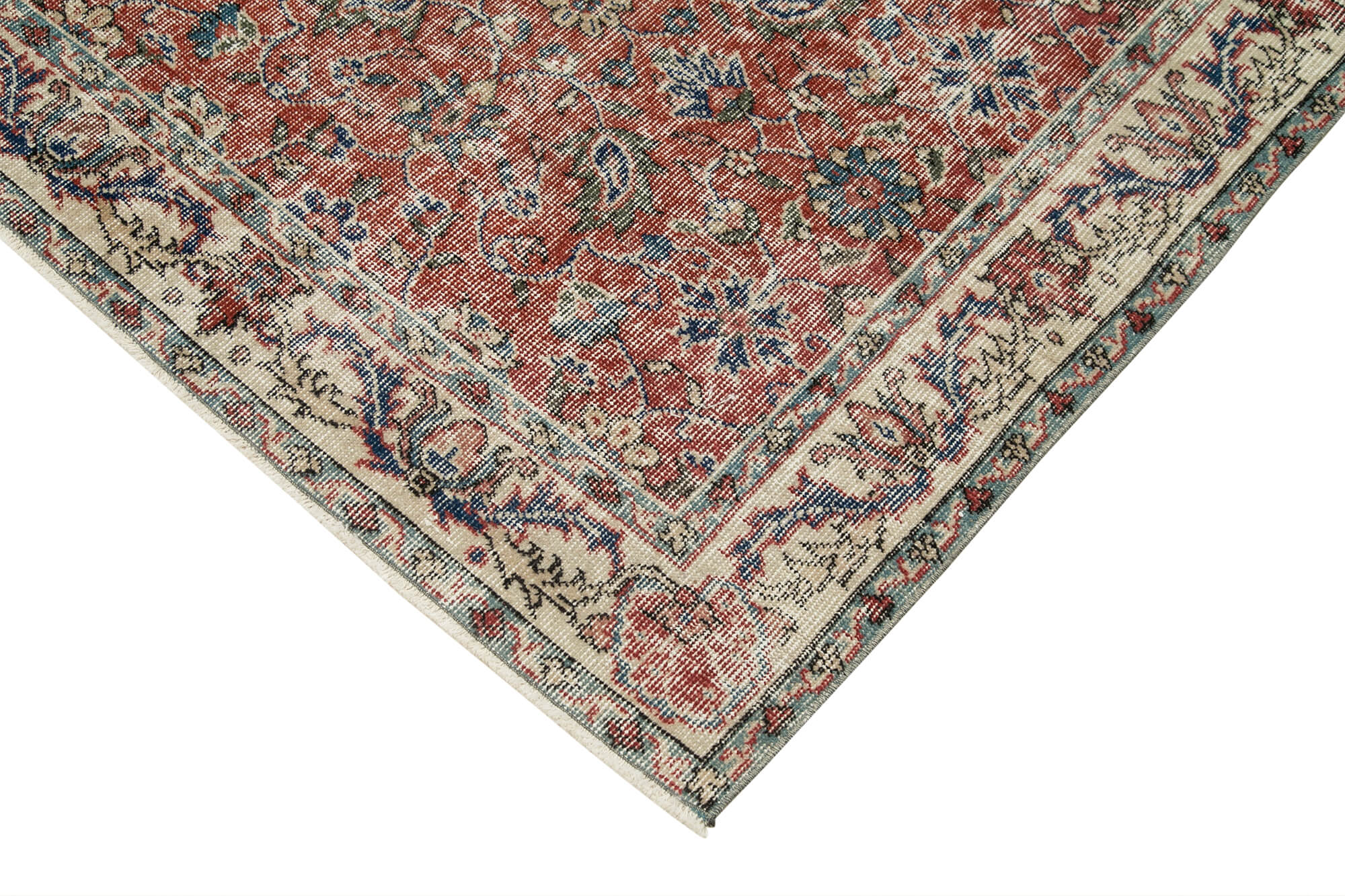 Vintage Handmade Area Rug - Overdyed Red Turkish Carpet 3'8''x6'8'' Cotton Wool Blend
