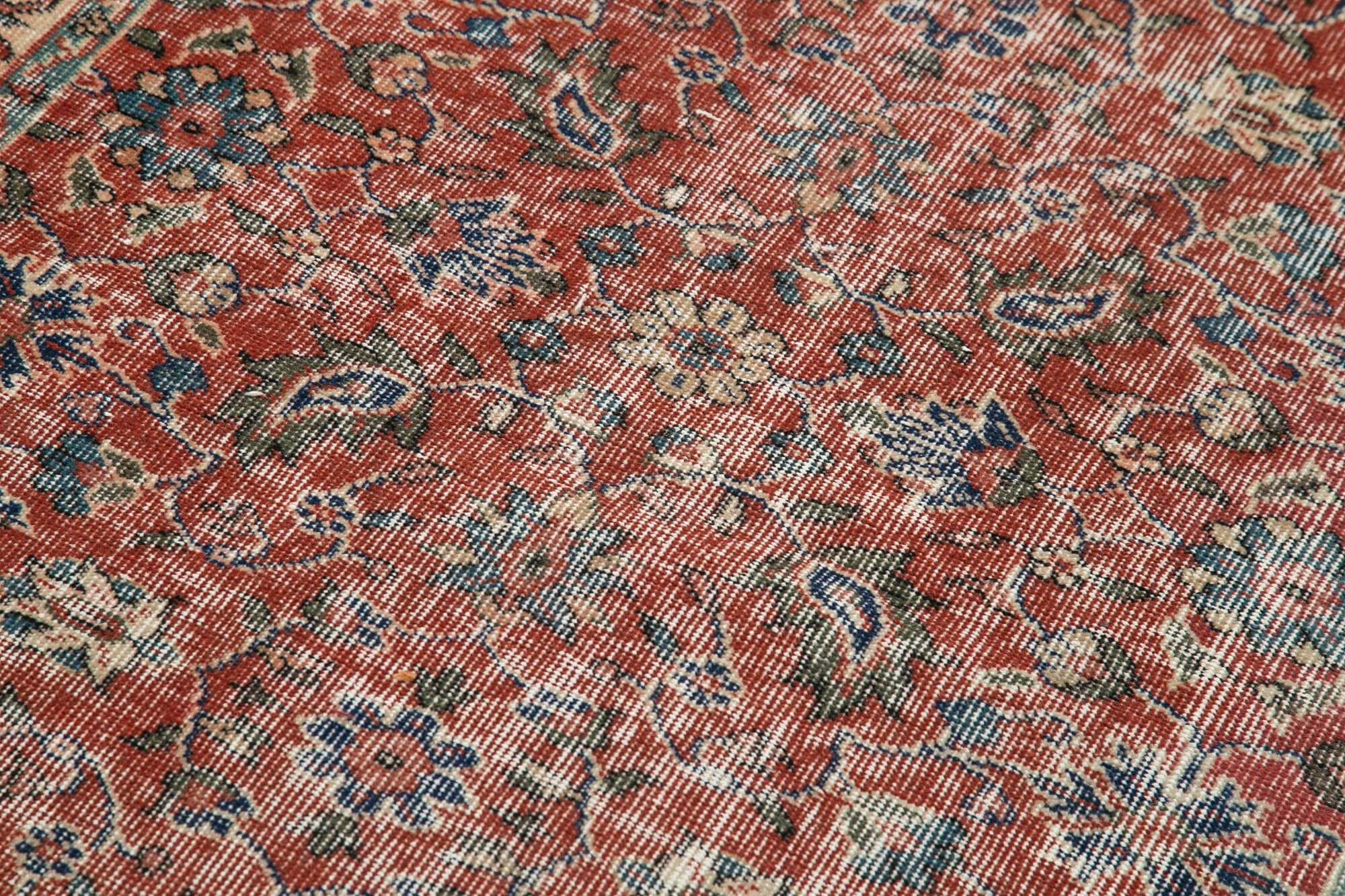 Vintage Handmade Area Rug - Overdyed Red Turkish Carpet 3'8''x6'8'' Cotton Wool Blend
