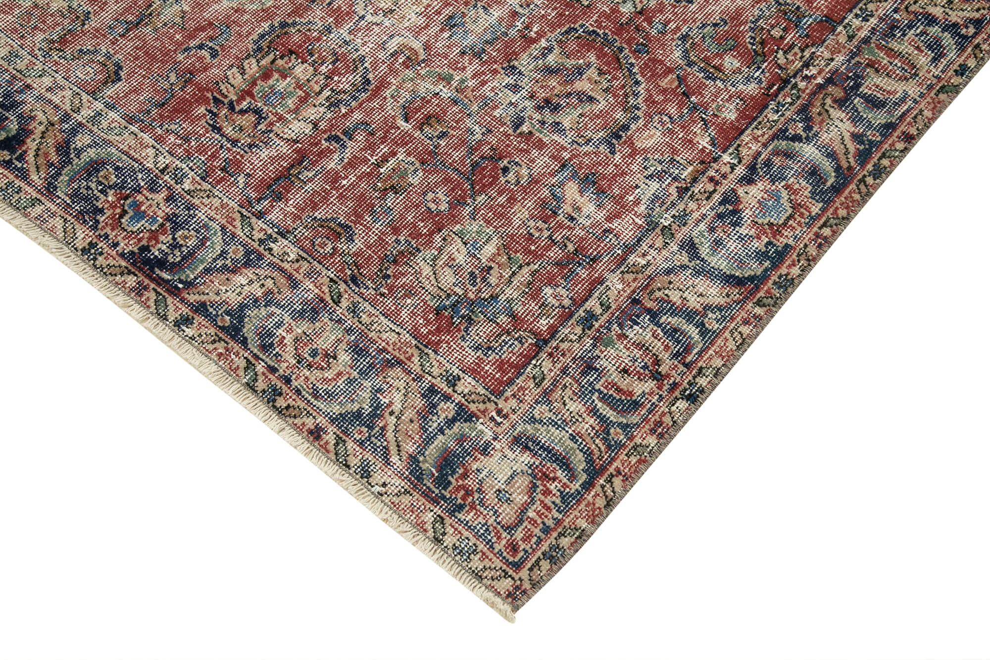 Handmade Vintage Area Rug – Overdyed Wool Rug | Red 3'10''x6'6'' Turkish Hand Knotted