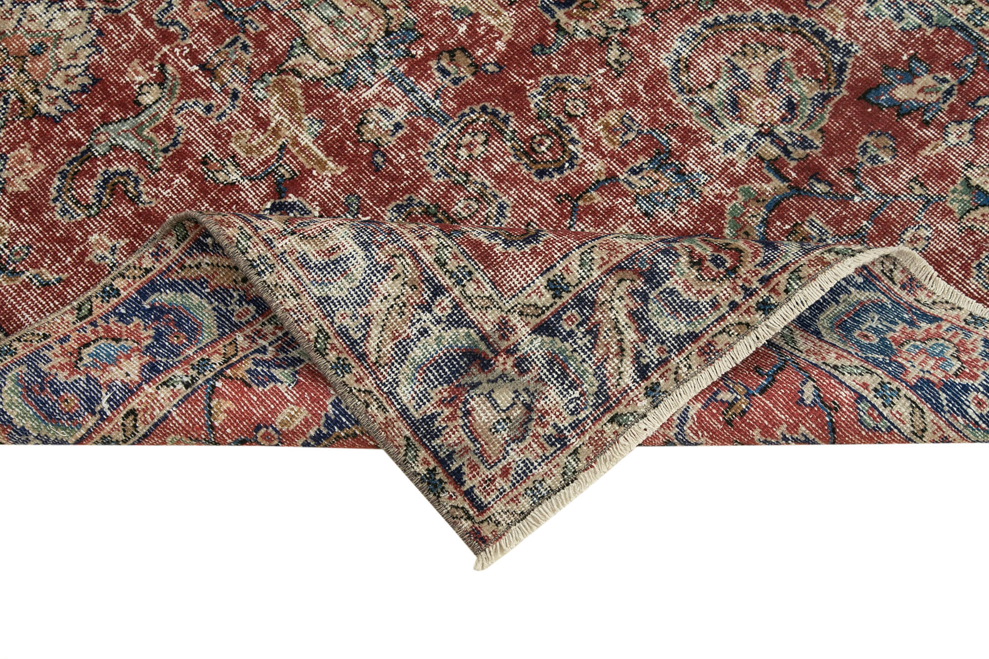 Handmade Vintage Area Rug – Overdyed Wool Rug | Red 3'10''x6'6'' Turkish Hand Knotted