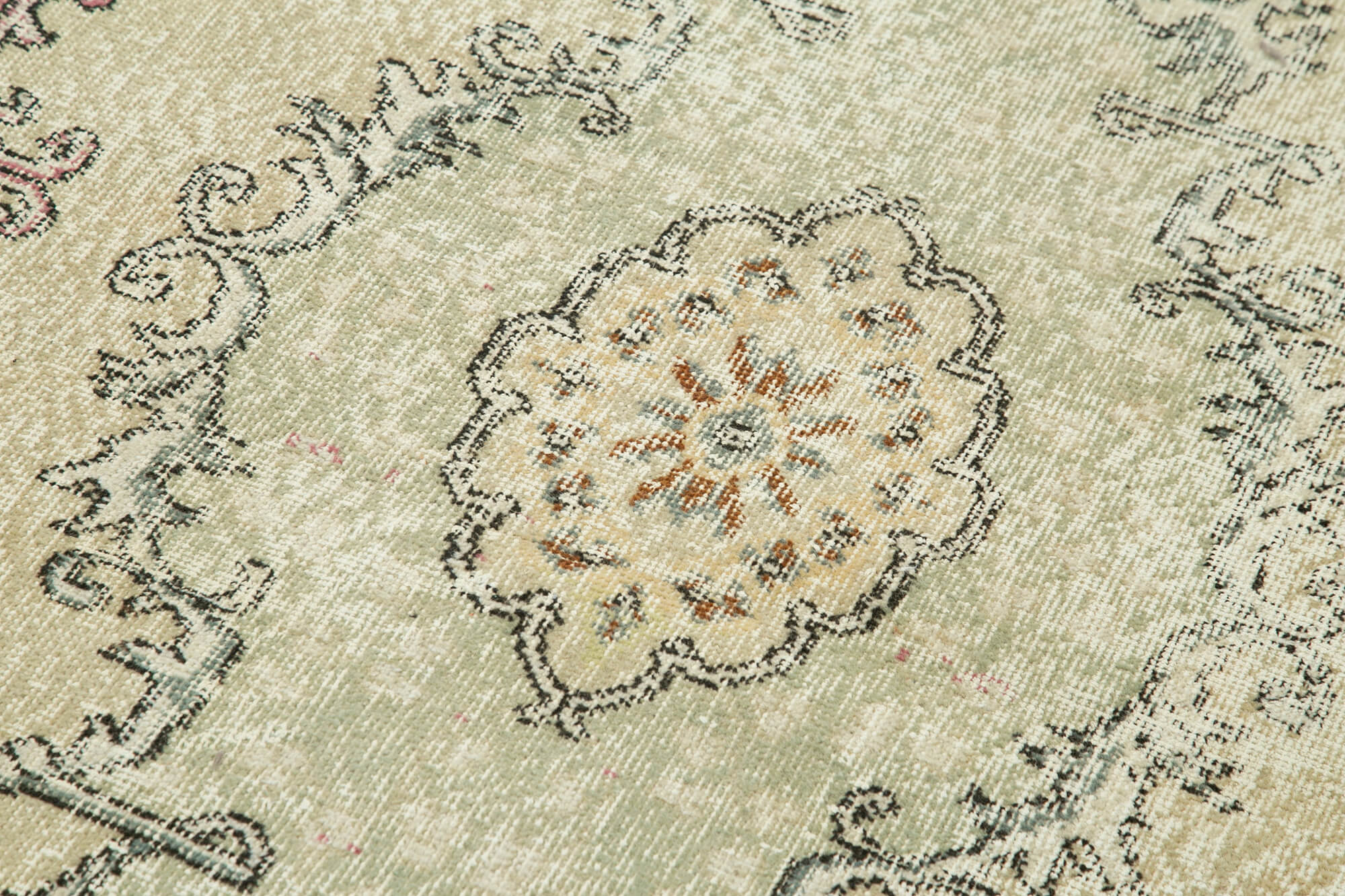 Handmade Area Rug – Overdyed Vintage Cotton Rug 3'10''x7'1'' Neutral Beige Wool