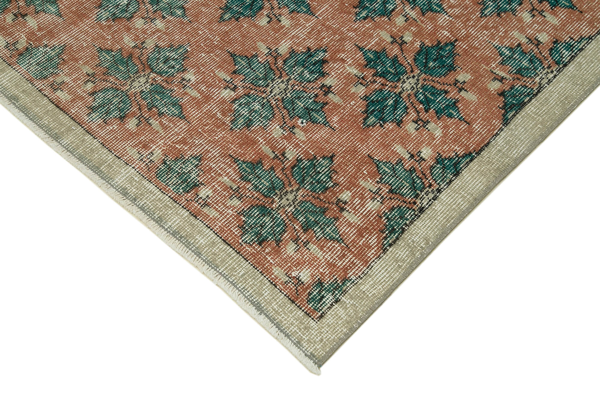Handmade Vintage Area Rug - Overdyed Beige Wool Cotton Carpet 3'7''x6'2''