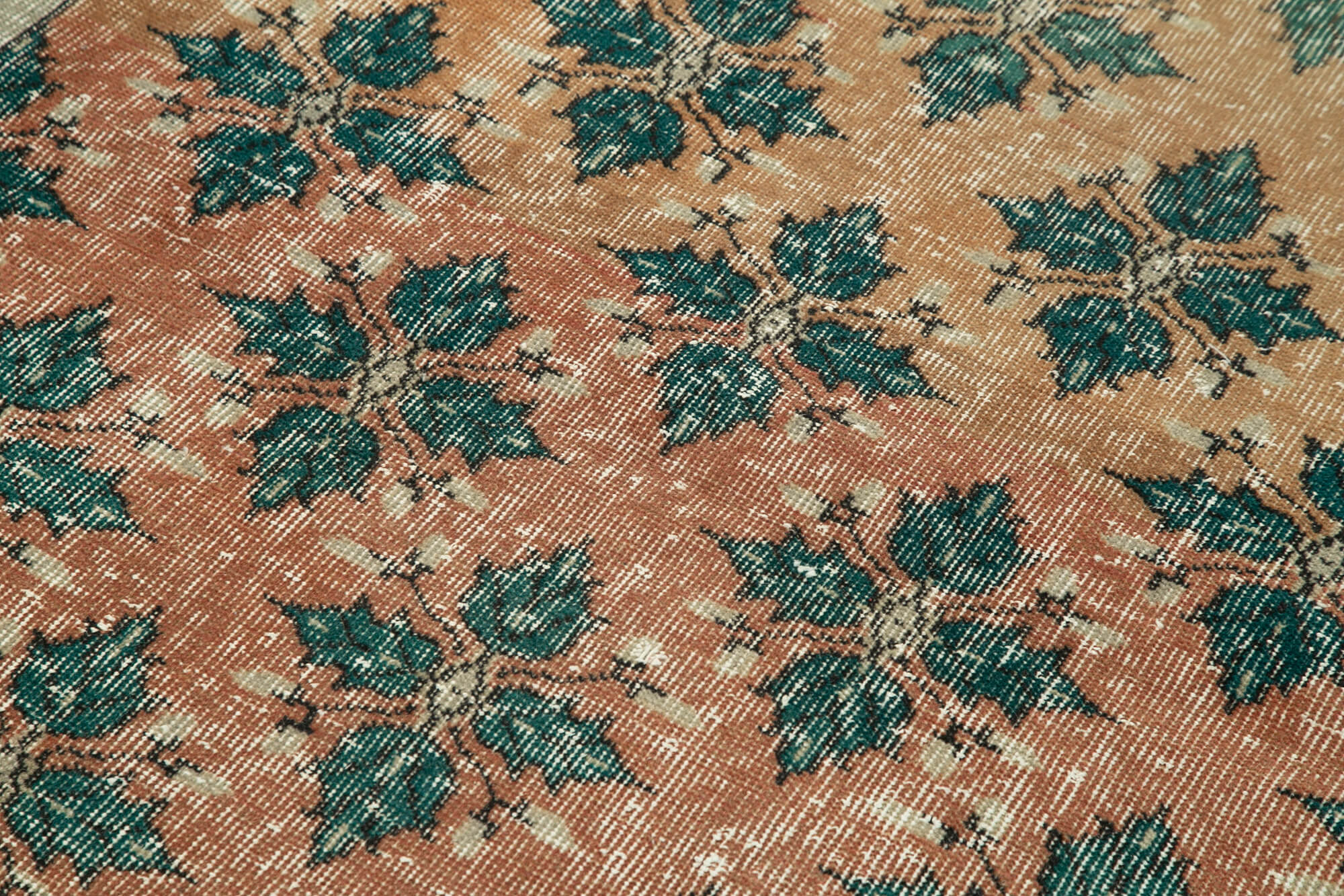 Handmade Vintage Area Rug - Overdyed Beige Wool Cotton Carpet 3'7''x6'2''