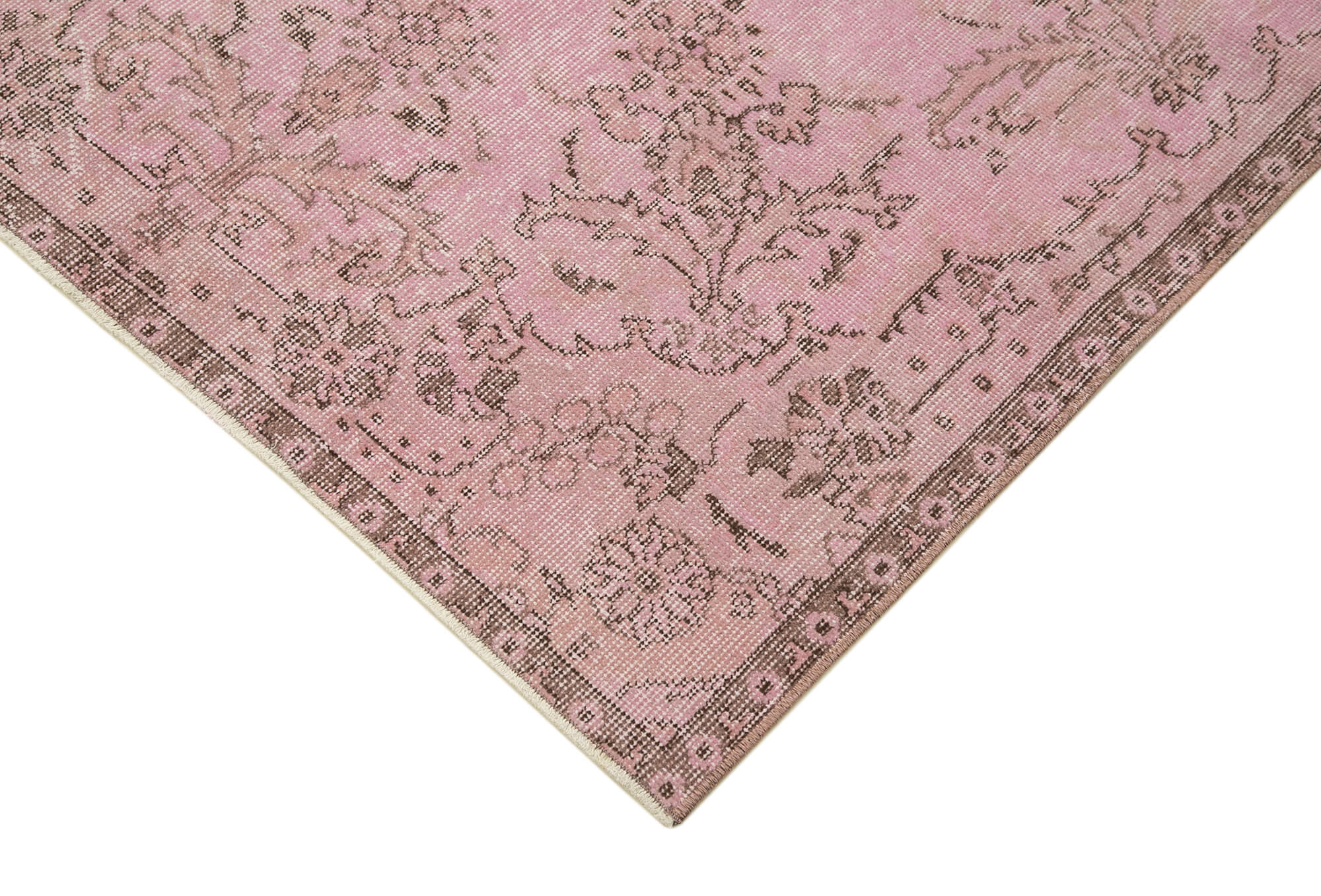 Handmade Vintage Area Rug | Durable Cotton Carpet - Vintage Pink Carpet 3'11''x6'11''