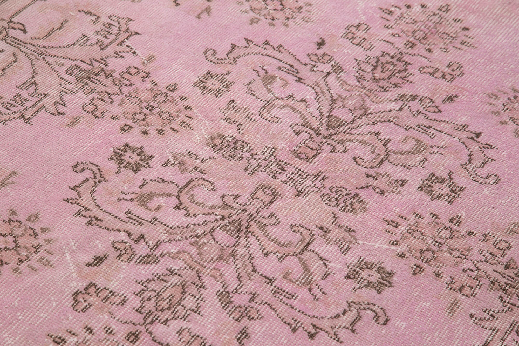 Handmade Vintage Area Rug | Durable Cotton Carpet - Vintage Pink Carpet 3'11''x6'11''