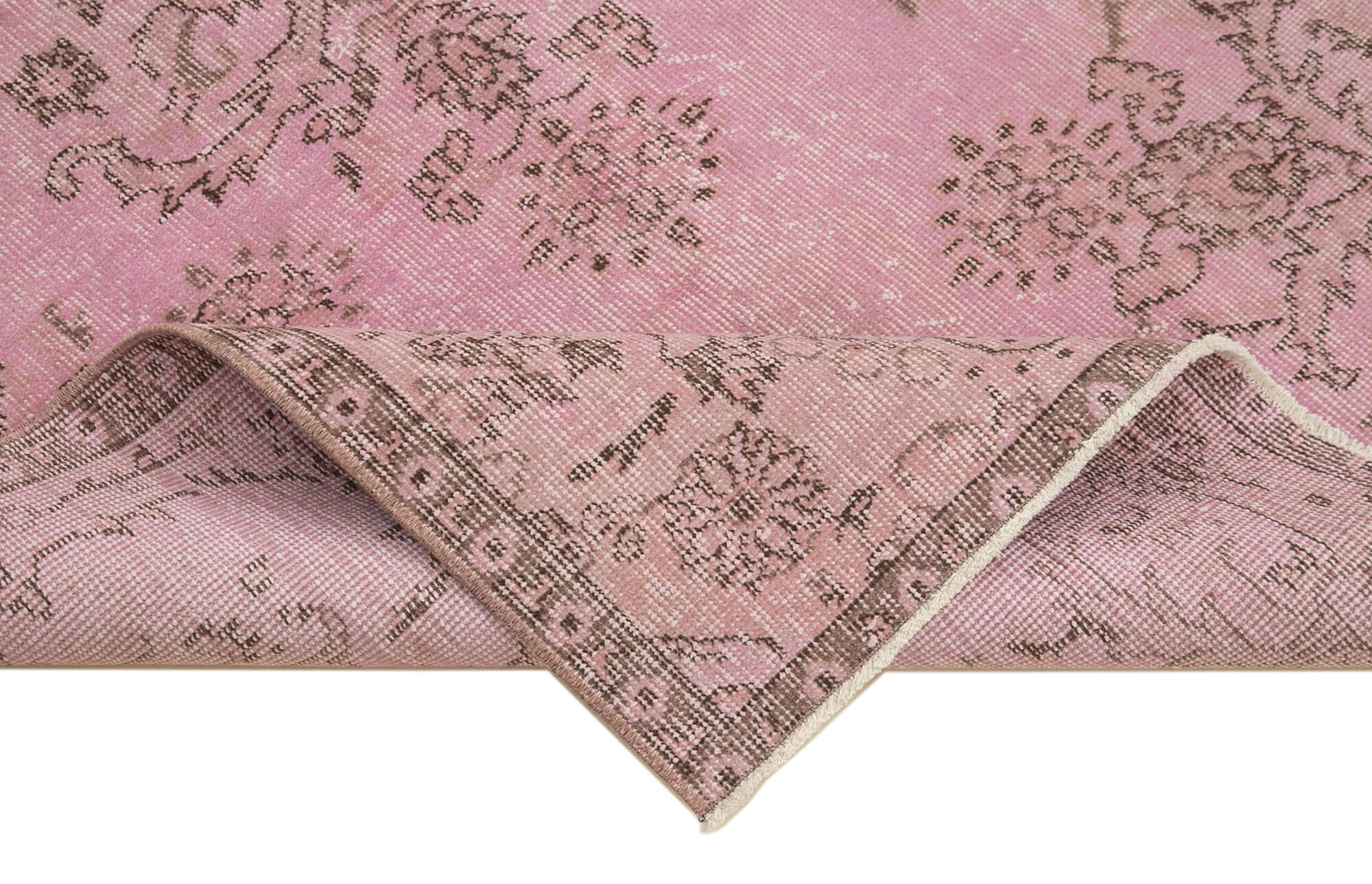 Handmade Vintage Area Rug | Durable Cotton Carpet - Vintage Pink Carpet 3'11''x6'11''