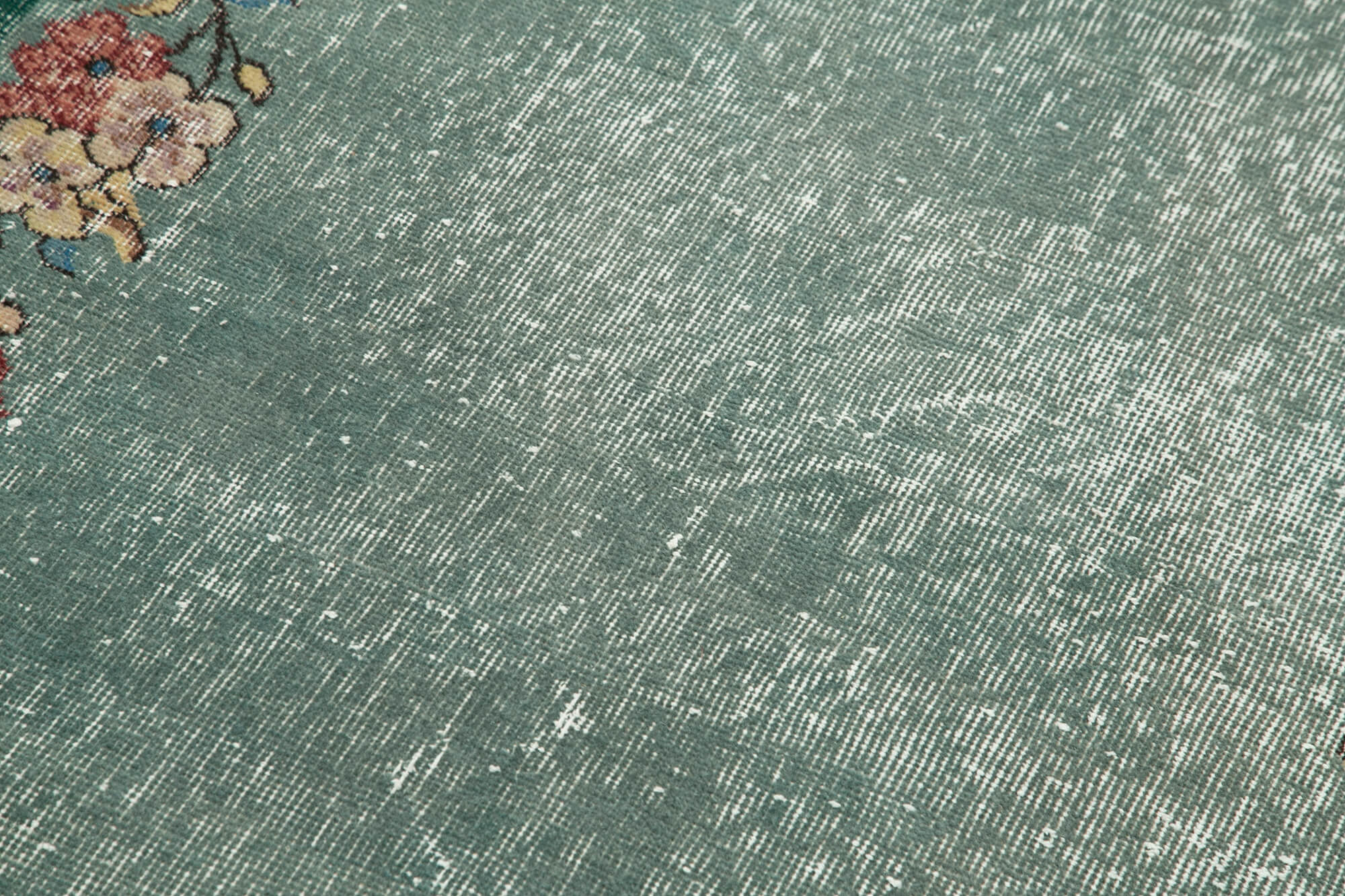 Handmade Area Rug – Overdyed Green Vintage Wool Cotton Carpet 3'6''x6'4''