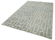 Handmade Wool Cotton Rug - Grey Geometric Area Rug | Vintage Turkish Carpet 6'x9'4"