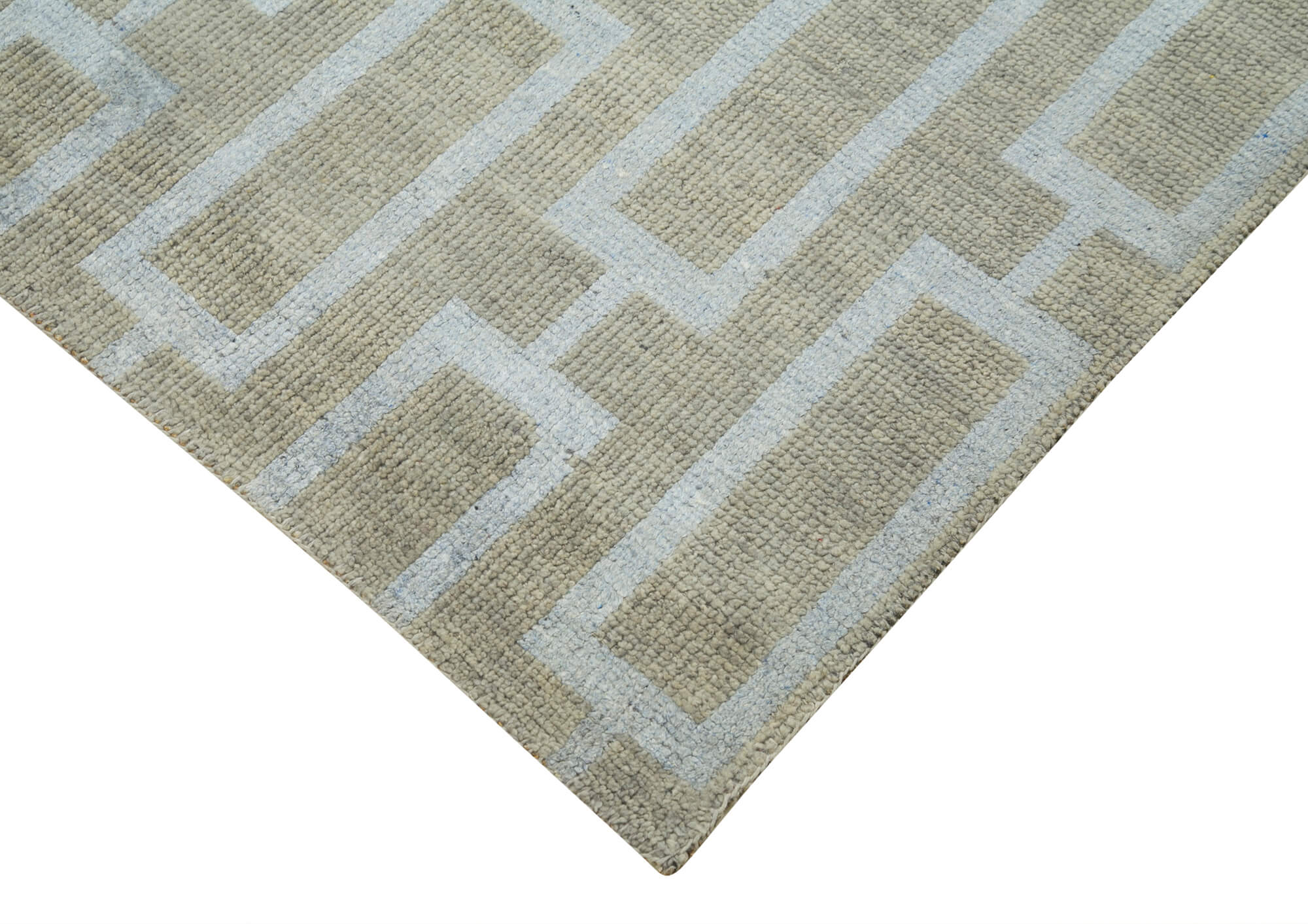 Handmade Wool Cotton Rug - Grey Geometric Area Rug | Vintage Turkish Carpet 6'x9'4"