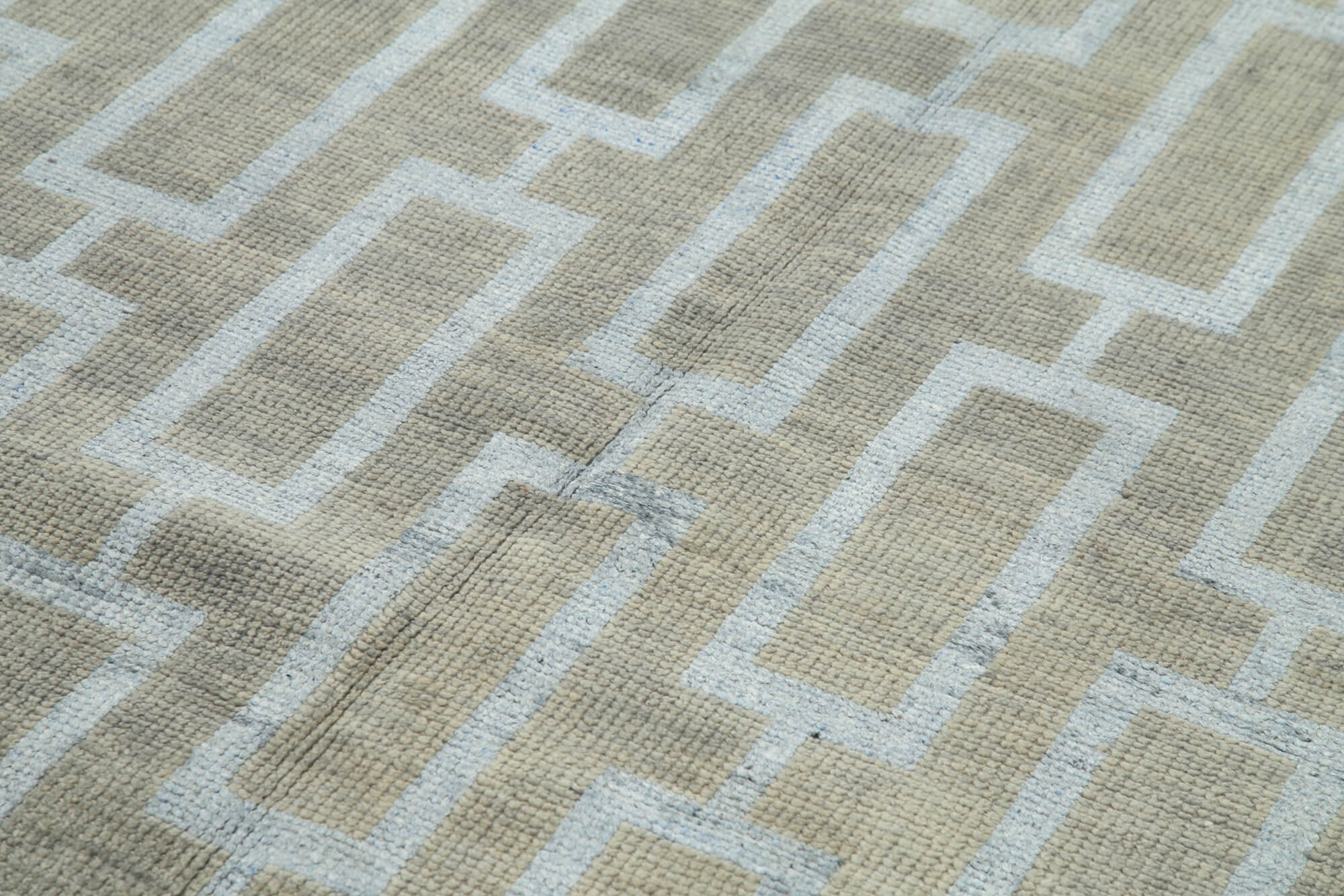 Handmade Wool Cotton Rug - Grey Geometric Area Rug | Vintage Turkish Carpet 6'x9'4"