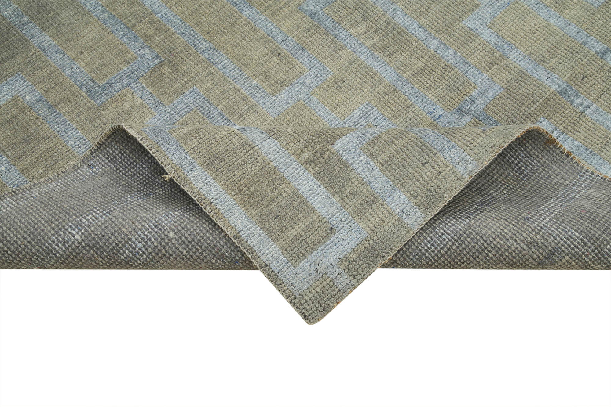 Handmade Wool Cotton Rug - Grey Geometric Area Rug | Vintage Turkish Carpet 6'x9'4"