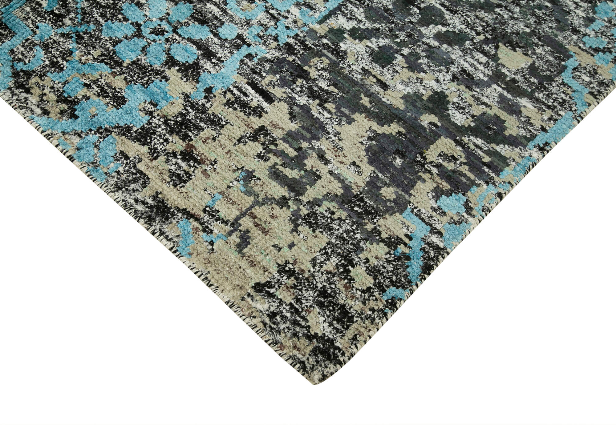 Handmade Wool Cotton Rug – Grey Geometric Area Rug | Vintage Turkish Carpet