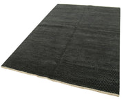 Handmade Wool Cotton Rug - Grey Geometric Area Rug 5'7'' x 8'1'' | Vintage Turkish Carpet