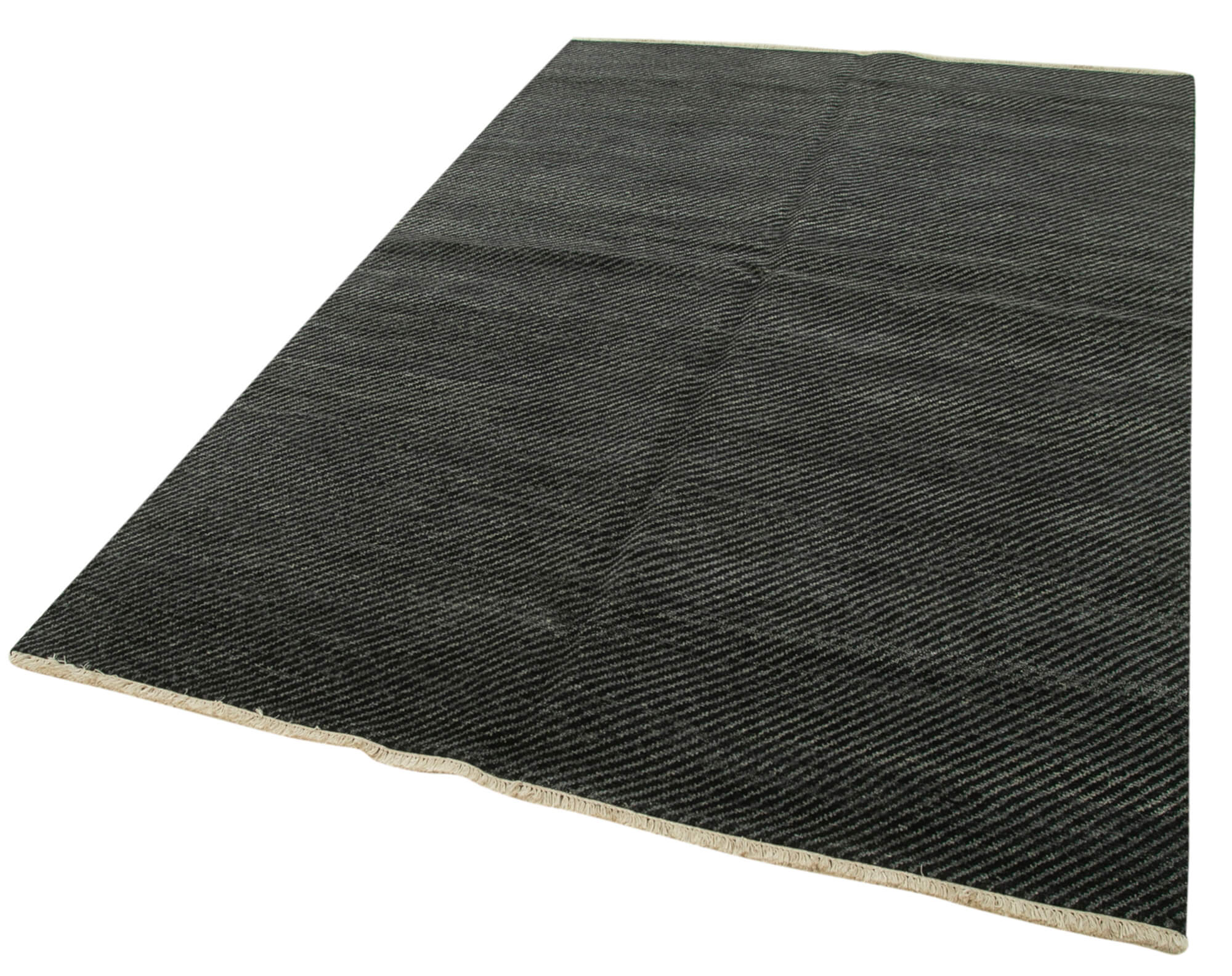 Handmade Wool Cotton Rug - Grey Geometric Area Rug 5'7'' x 8'1'' | Vintage Turkish Carpet