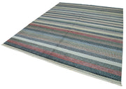 Handmade Wool Cotton Rug – White Geometric Pattern, Vintage Turkish Carpet 7'11'' x 9'10''