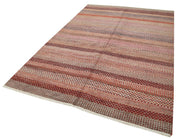 Handmade Wool Cotton Rug – Brown Geometric Area Rug | Vintage Turkish Carpet 6'x9'