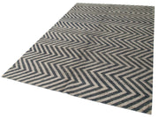 Handmade Wool Rug - Grey Geometric Area Rug Cotton Blend Carpet 6'x8'10''